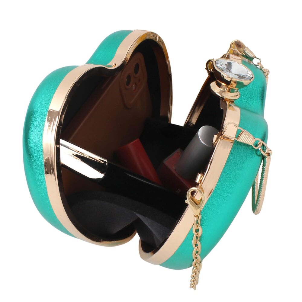 2541 Heart Shape Purse Smooth Pu Leather Shoulder Bag Party Clutch Handbags View 5